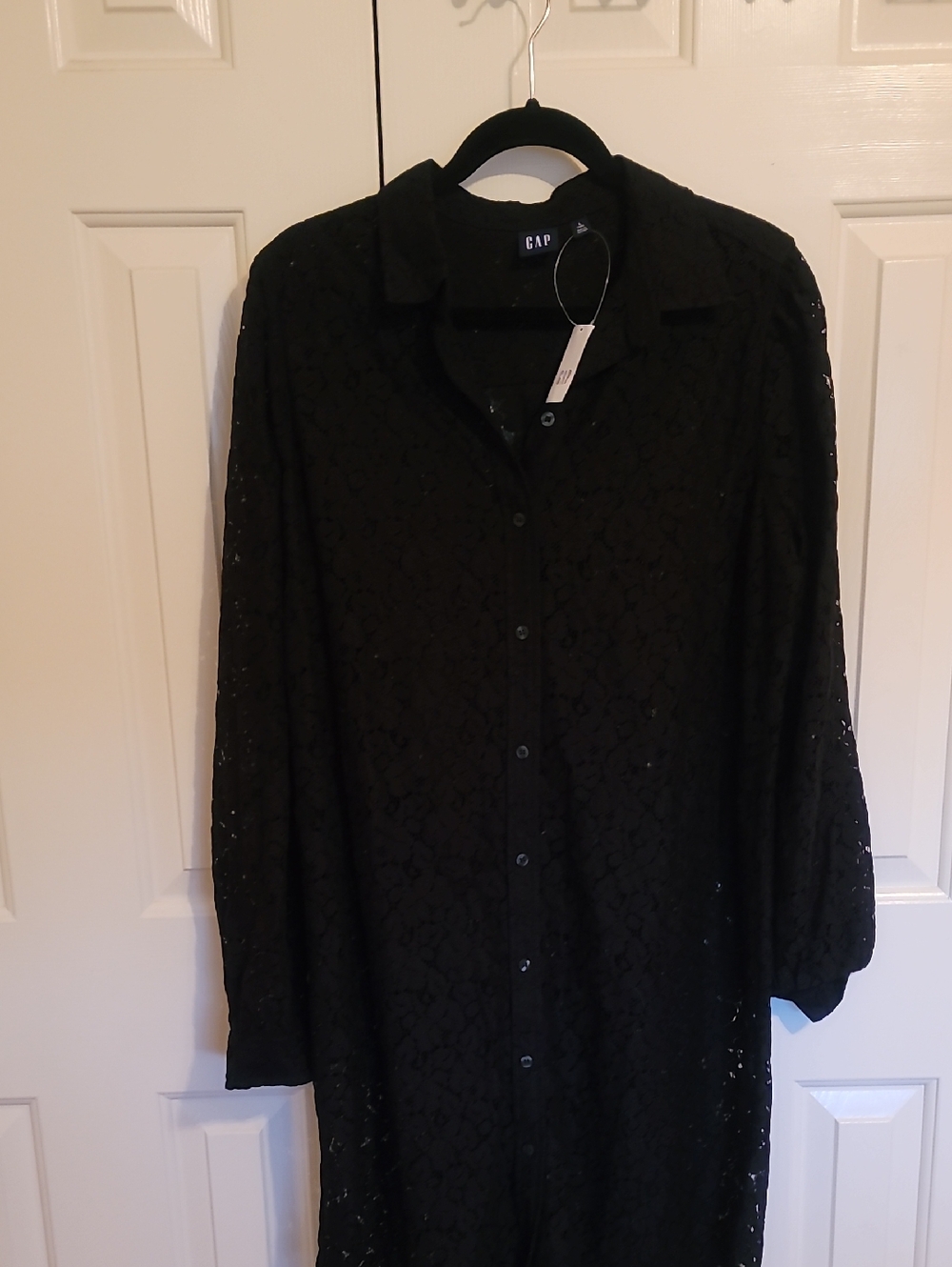GAP Black Lace Button-Up Dress